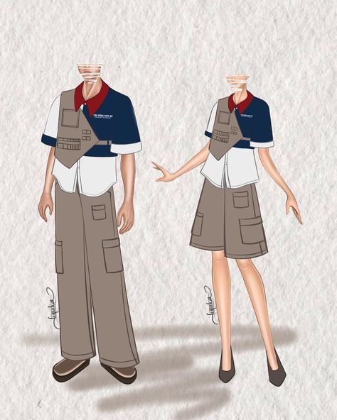 Vietnamese American College uniform project - design by me:3 #fashion #design #style #layerstyle #uniform #vietnam Uniform Design Ideas, American Uniform, Museum Guide, College Uniform, Cowboy Ranch, Formal Clothes, Disney Sketches, Uniform Design, Layer Style