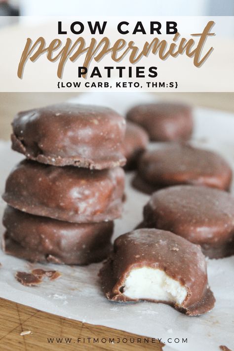 These Easy Low Carb Peppermint Patties are a copycat of York Peppermint Patties but made keto, low carb, and a THM:S. They use simple ingredients like dark chocolate, peppermint extract, heavy cream and cream cheese to make a dessert that doubles as a fat bomb for your sweet tooth. York Peppermint Patties, Peppermint Patty Recipe, York Peppermint Patty, Peppermint Extract, Fat Bomb, Sugar Free Candy, Diet Breakfast Recipes, Low Carb Sweets, High Fat Foods