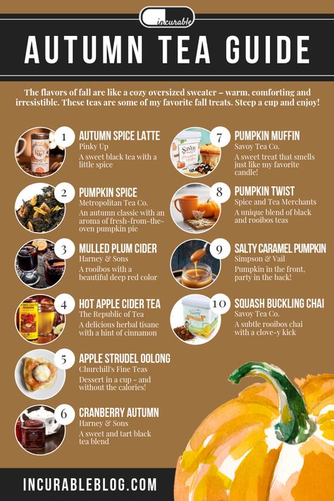 Fall Tea Drink Recipes, Fall Flavors List, Fall Tea Party Menu Ideas, Fall Tea Time Recipes, Fall Tea Drinks, Fall Tea Sandwiches Recipes, Fall Tea Blends, Fall Tea Recipes, Fall Tea Party Food