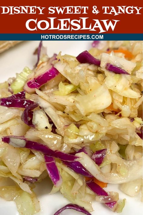 This Copycat Disney Sweet & Tangy Coleslaw is the real deal. Even if you've never been to Disneyland or Disneyworld, you will love this awesome coleslaw recipe Hot Coleslaw Recipe, Hot Slaw Recipe, Tangy Coleslaw Recipe, Tangy Coleslaw, Deli Salads, Coleslaw Recipe Easy, Coleslaw Mix, Coleslaw Recipe, Best Side Dishes