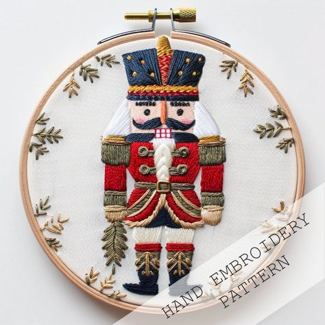 Christmas Soldier Embroidery, Nordic Design, Scandinavian Embroidery, Christmas Tree Decor, Seasonal Patterns, Handcraft Ornaments, Hoop Art - Etsy Embroidery Christmas Tree, Embroidery Christmas Ornaments, Scandinavian Embroidery, Christmas Soldiers, Christmas Embroidery Patterns, Christmas Embroidery Designs, Redwork Embroidery, Embroidery Christmas, Hand Embroidery Projects