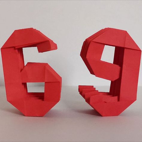 How to make 3d origami number 6 and 9. You can use it for decoration, for anniversary. Origami Numbers, Decoration For Anniversary, 9 Number, Origami 3d, 3d Origami, Number 9, Number 6, Origami, Canning