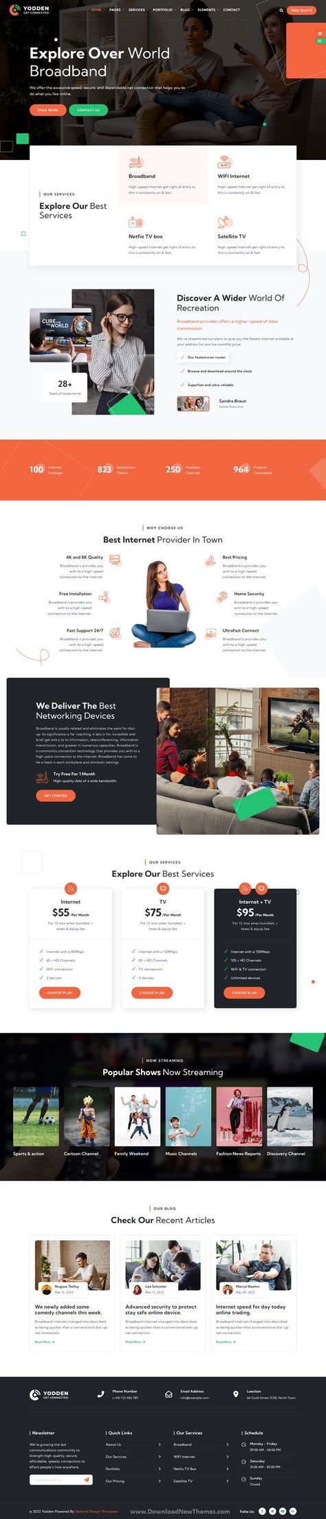 Yodden - Broadband & Internet Services HTML Template is a clean, elegant & modern design responsive premium HTML template for telecommunication, VoIP services, networking, internet provider, satellite TV, telemarketing, broadband & ISP business and service company professional websites with 3 different homepage layouts, 48+ pre-designed inner pages & tons of amazing features. It is built with HTML, CSS, JS files & latest bootstrap framework to download now & live preview click on image 👆 Broadband Internet, Internet Providers, Web Ui Design, Internet Service Provider, Homepage Layout, Html Templates, Satellite Tv, Html Css, Professional Website