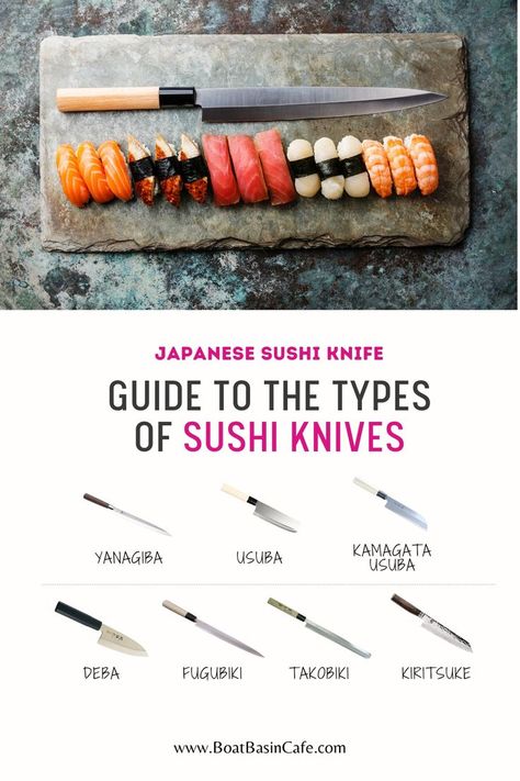 Japanese Sushi Knife: Guide To The Types Of Sushi Knives Sushi Knife, Knife Guide, Types Of Sushi, Best Sushi, Japanese Sushi, Asian Dishes, Kitchen Hacks, Food Dishes, Cooking Recipes