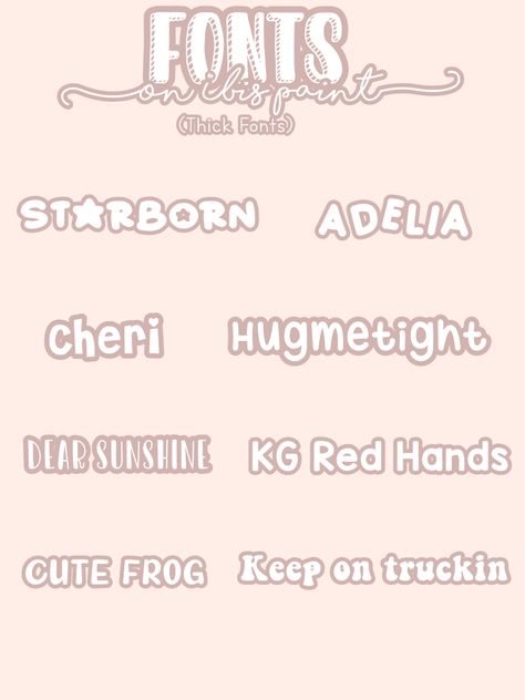 Thick Fonts ! Fonts Not Mine! 🍍 Downloadble In dafont +More Or On Ibis Paint! (If you Use This Pic Please Credit me!) Phonto Fonts, Letters Cursive, Cute Fonts Alphabet, Dafont Fonts, Fonts Vintage, Best Canva Fonts, Flower Font, Fonts Cursive, Font Serif