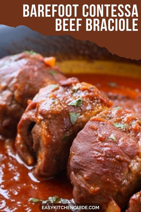 Whip up this delicious and hearty beef braciole recipe from chef Ina Garten that will be sure to satisfy your cravings for Italian cuisine. Braciole Recipe Italian, Beef Braciole Recipe, Beef Braciole, Pork Chop Dishes, Best Ina Garten Recipes, Braciole Recipe, Ina Garden, Zucchini Recipes Dessert, Sicilian Food