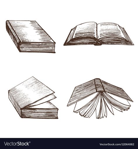 Open Book Drawing Reference, Closed Book Drawing, Closed Book Tattoo, Open Book Drawing Sketches, Open Book Reference, Open Book Sketch, Books Drawing Sketches, Books Art Drawing, Drawing Of A Book