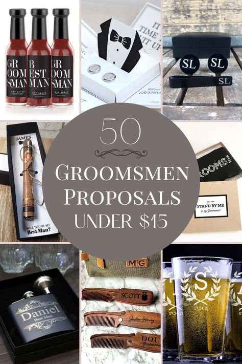 50 Cheap and Unique Groomsmen Proposals Under $15 for inviting your family and friends to join your Groom’s Bridal Party #groomsmenproposal #budgetwedding Groomsmen Proposal Fishing, Groomsmen Invite Ideas, Ask To Be Groomsmen Ideas, Funny Groomsmen Proposal, Ways To Ask Groomsmen To Be In Wedding, How To Ask Your Groomsmen, Ask Groomsmen To Be In Wedding, Groomsmen Proposal Non Alcoholic, Ways To Ask Groomsmen