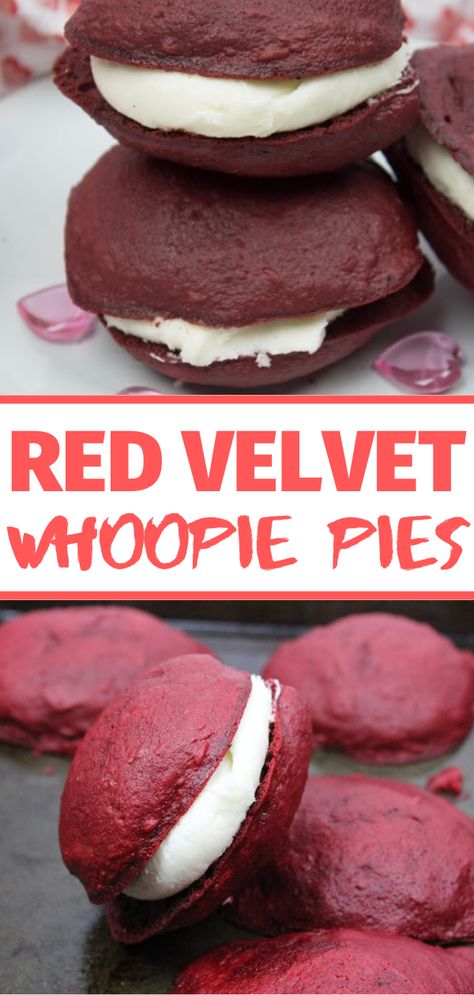 For Valentine's Day, check out these Red Velvet Whoopie Pies. Red Velvet Whoopie Pies Easy, Red Velvet Whoopie Pies Best . #RedVelvetWhoopiePiesCakeMix #RedVelvetWhoopiePiesEasy #RedVelvetWhoopiePies #ValentineDayWhoopiePies #RedVelvetWhoopiePiesBest #homemaderedvelvetwhoopiepies Whoopie Pies Easy, Red Velvet Whoopie Pie Recipe, Pies Easy, Easy Red Velvet, Red Velvet Whoopie Pies, Simple Cookie, Whoopie Pie Recipe, Red Velvet Cake Mix, Toffee Cookies