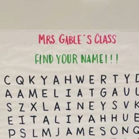 Stephanie Gable on Instagram: "If your school does an open house, this is a perfect activity!  I created a word search of my classes names and they had to find their name when they came in for open house!   I created it first on my computer, then projected and traced it!  This could also be a fun first day of school activity!  I got this idea from @the.stemtastic.teacher !  Do you have open house?!  #teacher #teachersfollowteachers #teachers #teachersofinstagram #teachersofig #teachersofinsta #teacherspayteachers #teacherlife #teachertribe #firstgrade #firstgradeteacher #firstgradeclassroom #iteach #teacherhumor #teacherresources #igteachers #instagramteachers #primaryteacher #classroom #classroomtips #classroomideas #teacherreels #backtoschool #bts #firstdayofschool #teachertips" Home Visit Ideas For Teachers, Open House 2nd Grade, Fun Open House Ideas For Teachers, Second Grade Open House, Open House 1st Grade, Open House For Elementary School, Open House Activities For Students, Preschool Open House Activities, First Grade Open House Ideas