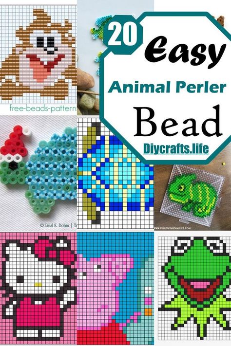 20 Easy Animal Perler Bead Patterns For Kids #BeadingPatterns #BeadPatternIdeas #MiyukiBeadsPatternIdeas Perler Bead Animal Patterns, Fuse Bead Patterns Easy, Perler Bead Patterns Animals, Adult Perler Bead Patterns, Perler Bead Patterns Free, Bead Patterns Animals, Pearled Bead Ideas, Anime Perler, Melty Bead Designs