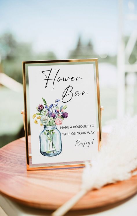 Flower Bar Sign, Wildflower Bouquet Bar Print Template, Floral Bridal Shower Sign, Flower Bar Cart Poster Modern Baby Shower Decor Printable - Etsy #InteriorInspo #Elevating #with #HomeDecorating #Creativity #Flower #InteriorDesign #Events #Floral #Bar #Ideas #HomeDecor #DecorTips #DecorInspiration Flower Bar Cart, Bach Brunch, Diy Flower Bar, Flower Bar Sign, Bouquet Bar, Bridesmaids Proposal, Flower Farming, Bridal Shower Inspo, Bridal Shower Sign