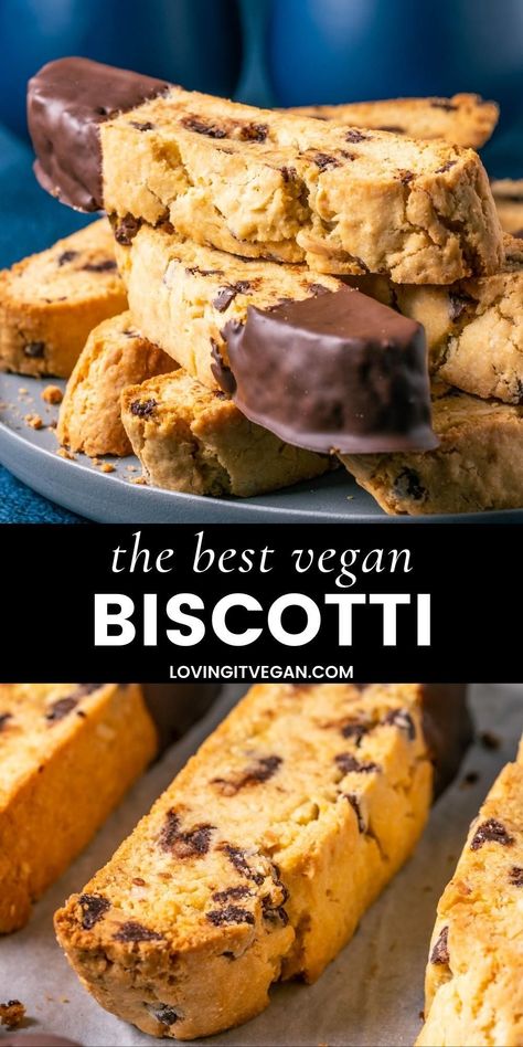 This vegan biscotti tastes exactly like the classic version you know and love. These Italian cookies are twice baked, super easy to make and seriously delicious. Dairy Free Biscotti, Vegan Summer Solstice Recipes, Gluten Free Vegan Biscotti, Biscotti Recipe Vegan, Vegan Biscotti Recipe Easy, Vegan Tea Cookies, Vegan Italian Christmas Cookies, Vegan Italian Cookies, Italian Vegan Dessert