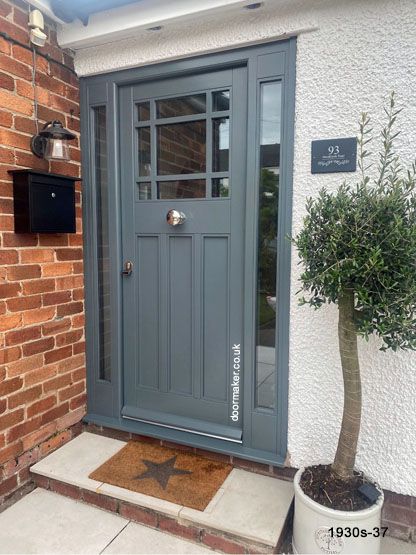 1930s style front doors Door Design Modern Interior, Glass Sliding Door Design, Brick House Front Door Colors, 1930s House Exterior, Wide Front Doors, Hall Door, Wood Screen Doors, Front Doors Uk, Doors Aluminium