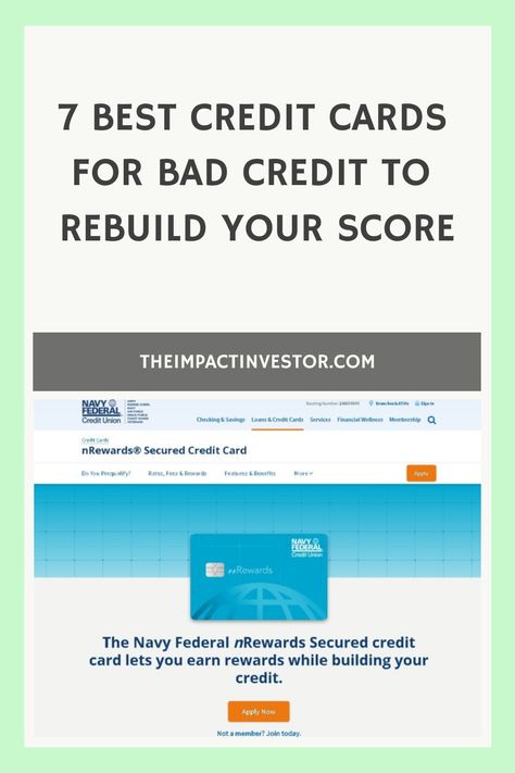 7 Best Credit Cards for Bad Credit to Rebuild Your Score Secured Credit Card, Small Business Credit Cards, Navy Federal Credit Union, Virtual Credit Card, Rebuilding Credit, Credit Card Design, Investing Tips, Build Credit, Visa Credit Card