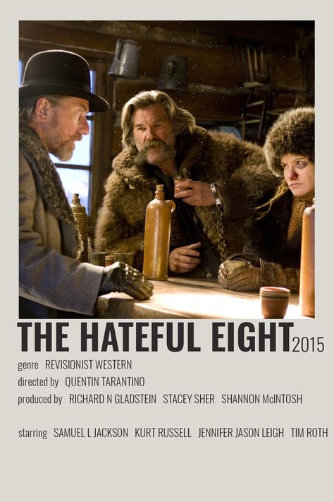The Hateful Eight Poster, Movie Film Poster, Quentin Tarantino Films, The Hateful Eight, Quentin Tarantino Movies, Tarantino Films, Kurt Russell, Samuel L Jackson, Iconic Movie Posters
