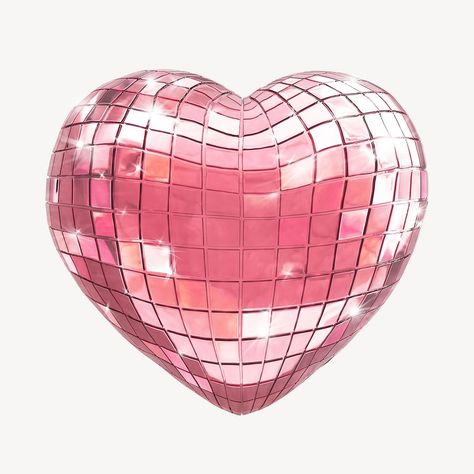 Pink disco heart, 3D Valentine's graphic | premium image by rawpixel.com / Nunny Disco Pink Aesthetic, Disk Aesthetic, Heart Shaped Disco Ball, Disco Icons, Png Icons Pink, Valentines Graphic Design, Heart Disco Ball, Disco Ball Graphic, Disco Graphic