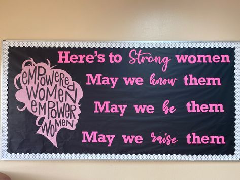 Women Empowerment Bulletin Board, Women History Month Projects, Inspirational Bulletin Boards, Office Activities, High School Bulletin Boards, Women History, Womens History, Club Activities, Library Bulletin Board