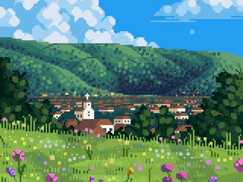 Pixel Landscape Art, Pixelart Landscapes, Pixel Art Illustration, Nature Pixel Art, Pixel Art Nature, Pixel Nature, Pixelated Background, Pixel Landscape, Pixel Scenery