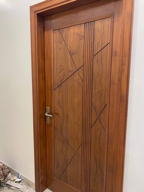 House Room Door Design, Teak Wood Room Door Design, Vineer Groove Design Main Door, Wooden Front Door Design Modern, Modern Wooden Doors Entrance Front Entry, Modern Wooden Doors Bedrooms, Veneer Door Design Bedrooms, Teak Wood Main Door Design Entrance Indian, Veneer Door Design