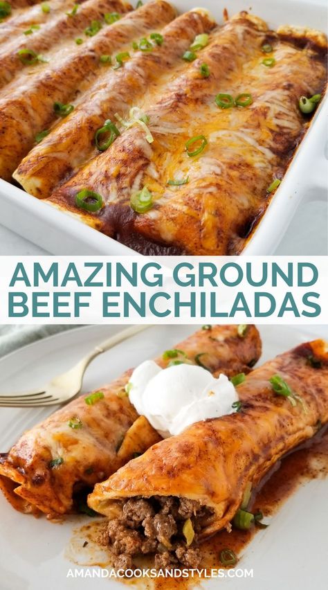 Ground Beef Enchilada Recipe, Mexican Enchiladas, Easy Beef Enchiladas, Beef Enchilada Recipe, Ground Beef Enchiladas, Beef Enchilada, Easy Enchiladas, Enchilada Recipe, Homemade Enchiladas