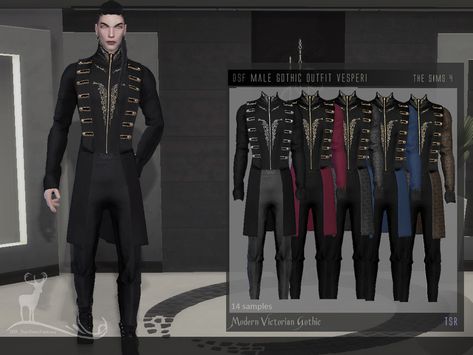 DanSimsFantasy's Modern Victorian Gothic_ Male gothic outfit Vesperi Victorian Aesthetic Outfit Male, Victorian Aesthetic Outfit, Victorian Male, Gothic Male, Sims 4 Cc Goth, Mods Sims 4, Sims 4 Male Clothes, Gothic Outfit, Sims Medieval