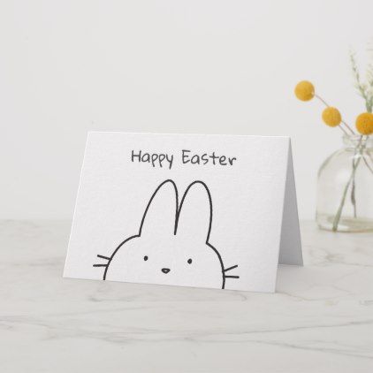 Simple Minimalist Black and White Easter Bunny Card Happy Easter Greetings, Easter Cards Handmade, Happy Easter Card, Easter Postcards, Happy Easter Bunny, Easter Greeting Cards, Hand Crochet Baby Blanket, Easter Greetings, Easter Design