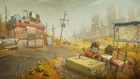 Post Apocalyptic Background Art, Adventure Time Post Apocalyptic, Concept Art Apocalyptic, Post Apocalyptic Illustration, Apocalyptic Environment Concept Art, Post Apocalyptic Environment Concept Art, Post Apocalyptic World Art, Post Apocalypse Concept Art, Acnh Post Apocalyptic