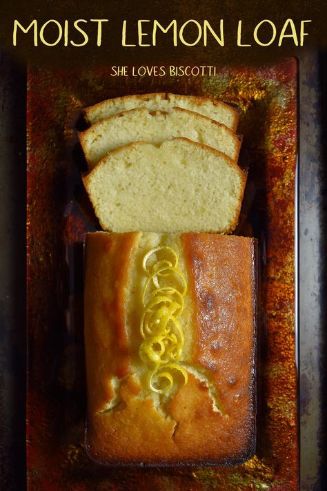 Top view of a sliced lemon loaf. Easy Lemon Loaf, Lemon Loaf Recipe, Moist Lemon Cake, Lemon Loaf Cake, Homemade Breads, Lemon Bread, Lemon Dessert Recipes, Lemon Cake Recipe, Lemon Loaf