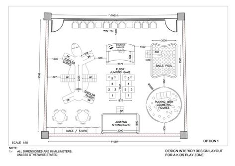 This is entry #6 by Ortimi2020  in a crowdsourcing contest To Design interior design layout for a kids play zone ( store ) for $100.00 posted on Freelancer! Play Area In Restaurant, Indoor Playground Layout Plan, Children Play Area Design, Playground Layout Plan, Play Zones For Kids, Playroom Floor Plan, Kids Zone Design, Playground Layout, Playground Floor Plan