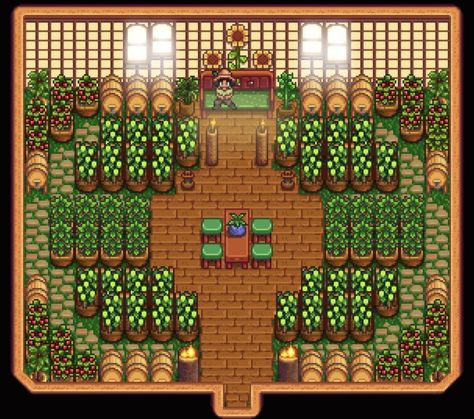 Stardew Big Shed Layout, Stardew Valley Cabin, Stardew Valley Shed Design, Shed Stardew Valley, Stardew Decoration, Stardew Valley Shed Layout, Shed Layout, Stardew Design, Hokko Life