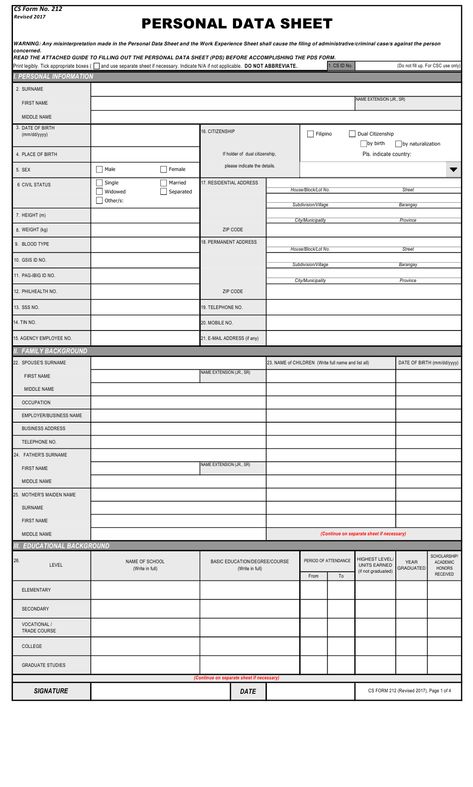 Personal Data Sheet Form, Business Proposal Format, Personal Data Sheet, Resume Format Free Download, Business Proposal Examples, Biodata Format Download, Printable Letter Templates, Proposal Format, Philippine Government