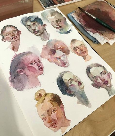 Portrait Studies, Seni Cat Air, Arte Inspo, Arte Sketchbook, Mix Media, Painting Art Projects, Sketchbook Art Inspiration, Art Journal Inspiration, Art Drawings Sketches