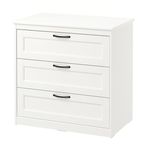 IKEA SONGESAND 3-drawer chest Short Dresser, Small Dresser, Plastic Foil, 3 Drawer Dresser, Drawer Space, Plastic Edging, 6 Drawer Chest, Set Of Drawers, White Chests