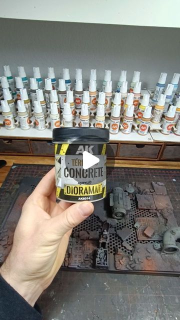 Lukas/ Chewie on Instagram: "Little tutorial on how to make concrete look realistic with @akinteractive.official terrains concrete and come liquid pigments :)  Hope this will be helpful to you peeps - happy testing  #akinteractivepaints  #akinteractiveofficial  #modelmaking  #tutorial #weatheringminiatures  #terrainbuilding  #modelterrain  #diorama  #modelterrain  #modelmaking  #scalemodelpainting  #scalemodelling  #scalemodeller  #scalemodelhobby  #scalemodelworld" Fantasy Craft, Painting Guide, Warhammer Terrain, 40k Terrain, Wargaming Terrain, Model Hobbies, Miniature Wargaming, Model Making, Miniatures