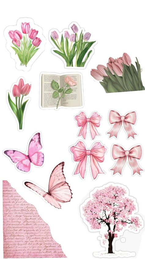 Aesthetic Scrapbook Stickers Printable, Pink Journal Aesthetic Stickers, Coquette Printable Stickers, Scrapbook Cutouts Free Printable, Pink Coquette Stickers, Aesthetic Sticker Pack Printable, Scrapbook Stickers Printable Pink, Sticker Printable Aesthetic, Flowers For Collage