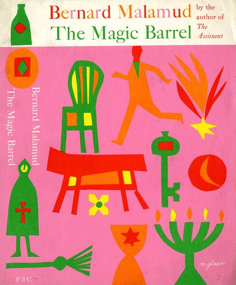 The Magic Barrel by Bernard Malamud (Farrar, Straus and Giroux) - Fonts In Use Milton Glaser, Vintage Book Covers, Japanese Graphic Design, Vintage Graphic Design, Print Magazine, Modern Graphic Design, Rare Books, Book Cover Design, Vintage Graphics