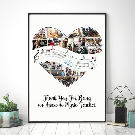 Guitar Teacher Gifts, Gift Collage, Music Teacher Gift, Photo Collage Gift, Guitar Teacher, Music Teacher Gifts, Employee Appreciation Gifts, Piano Teacher, Gift For Music Lover