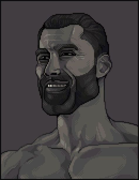 Felt like making a pixel art portrait and I decided to make the one and only GigaChad. Pixel Art Portrait, Giga Chad, Art Portrait, The One And Only, One And Only, Group Chat, Pixel Art, Deviantart, Art