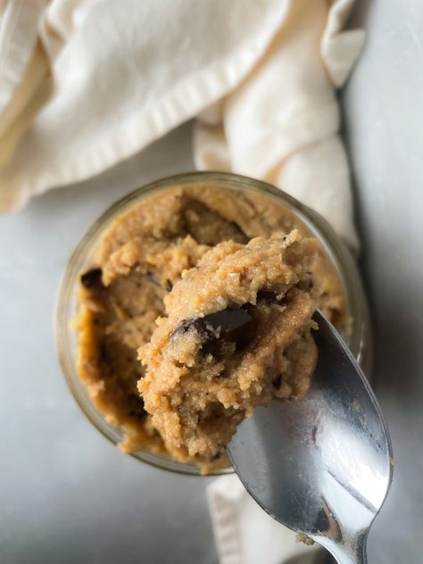 Healthy Cookie Dough! (vegan, low fodmap, no chickpeas) | Delightful by Gabriella Cookie Dough Vegan, I Feel Sick, Healthy Cookie Dough, Healthy Cookie, Oh My Goodness, Vanilla Protein Powder, Healthy Cookies, Low Fodmap, Chickpeas