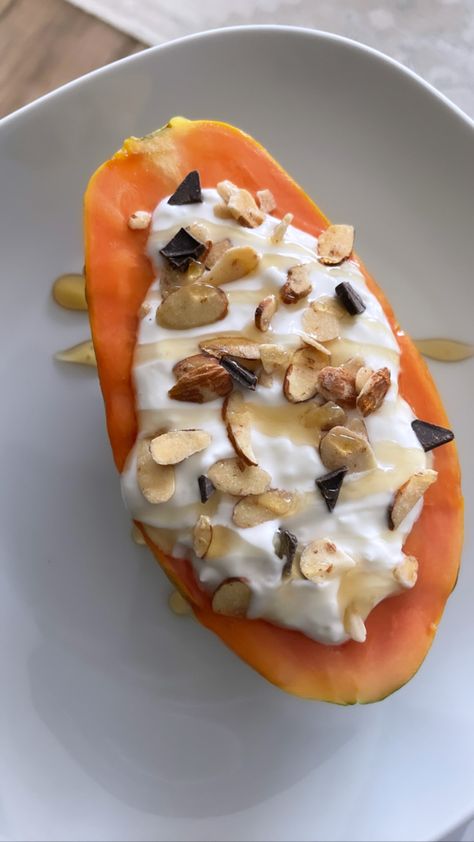 #breakfast #breakfastinspo #papaya #fruit #parfait #yogurtbowl #acaibowl Papaya Bowl Breakfast, Papaya Yogurt Bowl, Papaya Breakfast, Papaya Bowl, Breakfast Vacation, Breakfast Parfait, Homemade Recipe Books, Papaya Fruit, Fruit Parfait