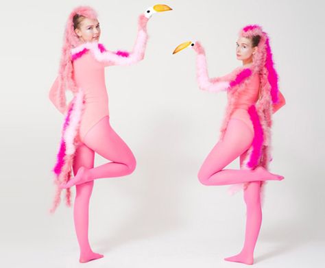 PINK FLAMINGOS — DIY Halloween Costume bY Taghrid Flamingo Wings, Homemade Mermaid Costumes, Flamingo Head, Flamingo Costume, Girl Group Costumes, Little Mermaid Costume, Couple Halloween Costumes For Adults, Diy Costumes Women, Pirate Halloween Costumes