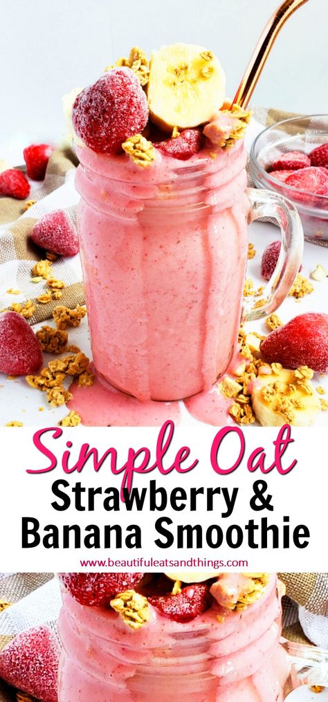 Oats Smoothie Recipes, Chocolate Strawberry Smoothie, Banana Oat Smoothie, Banana Oatmeal Smoothie, Banana Smoothie Healthy, Blueberry Banana Smoothie, Smoothie Recipes Strawberry, Oat Smoothie, Banana Smoothie Recipe