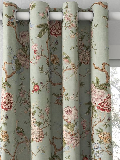 GP & J Baker Oriental Bird Made to Measure Curtains or Roman Blind, Eau De Nil Measuring Curtains, Gp&j Baker, Curtain Headings, Curtains Width, Curtain Track, Roman Blind, Pencil Pleat, Pleated Curtains, Curtain Poles