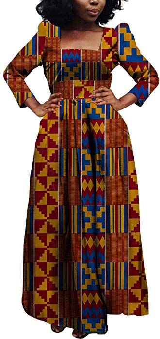 African Attire Dresses For Older Women, Long Round Dresses Kitenge, Square Neck Ankara Dress, Kitenge Designs For Older Women, Vitenge Dresses Designs, Vitenge Dresses, Older Women Dresses, African Print Maxi Dress, Kitenge Dress