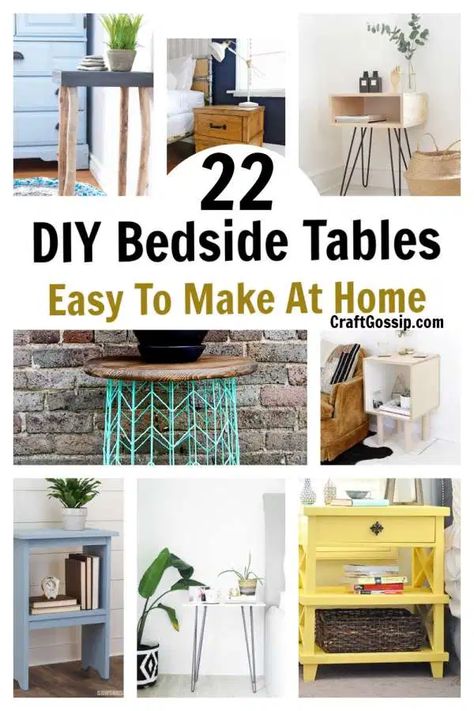 Diy Nightstand Ideas Easy, Easy Side Table Diy, Kids Bedside Table Ideas, Diy Bedside Table Easy, Diy Side Table Bedroom, Side Tables Bedroom Diy, Unique Bedside Table Ideas, White Side Table Bedroom, Diy Bedside Tables