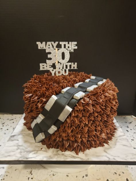 30th Birthday Star Wars, May The 40th Be With You Cake, Star Wars 30th Birthday Cake, Star Wars Chewbacca Cake, May The Forties Be With You Cake, Star Wars Birthday Cake For Men, Chewbacca Cake, 35th Birthday Cakes, Star Wars Themed Food