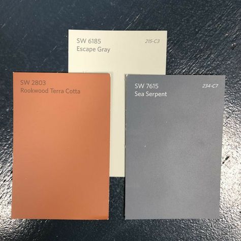 Terra Cotta And Gray Color Scheme, Terracotta And Gray Color Palette, Terra Cotta House Exterior Paint Colors, Terra Cotta Door Color, Terra Cotta Color Front Door, Sw Terra Cotta Colors, Terra Cotta And Grey Bedroom, Colors That Compliment Terra Cotta, Copper Exterior Paint