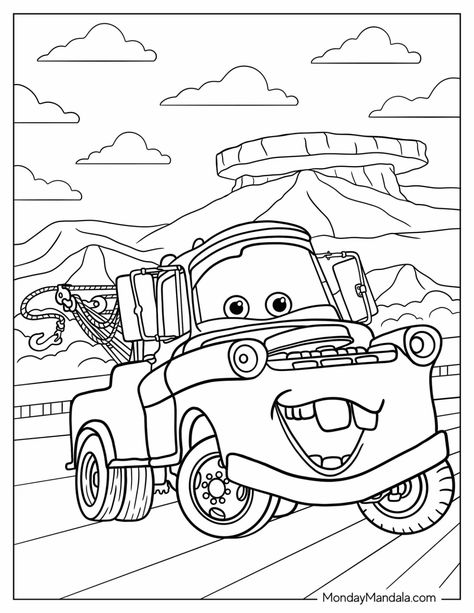 24 Disney Cars Coloring Pages (Free PDF Printables) Tow Mater Coloring Pages, Movie Coloring Pages, Race Car Coloring Pages, Alphabet Animals, Cars Coloring, Tow Mater, Disney Free, Birthday Coloring Pages, Cars Coloring Pages