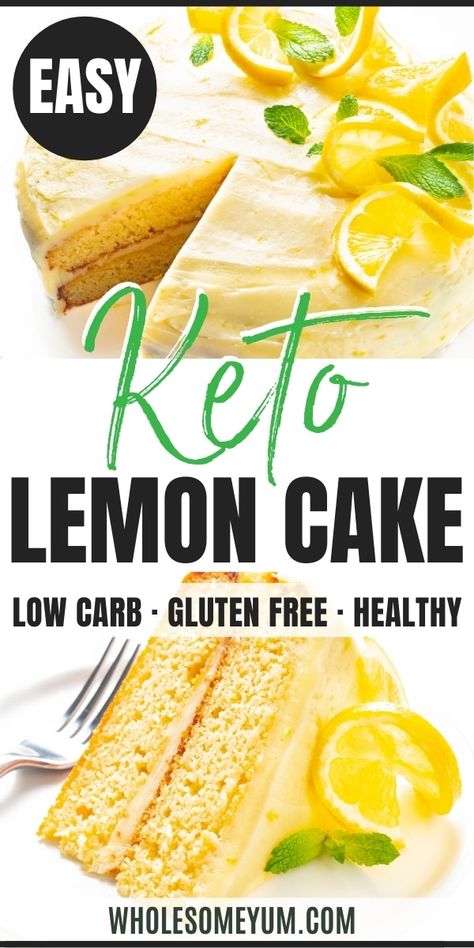 Keto Lemon Frosting, Keto Almond Flour Cake Recipes, Lemon Cake With Almond Flour, Low Carb Lemon Cake, Keto Cakes Easy, Keto Lemon Cake Recipes, Keto Lemon Recipes, Almond Flour Cake Recipes Easy, Lemon Keto Cake